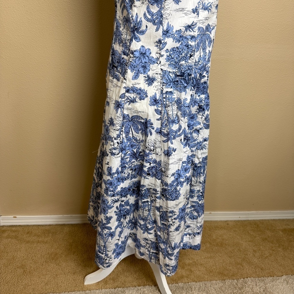 Joie Blue and White Floral Toile Printed Size 10 Midi Dress - Picture 7 of 12